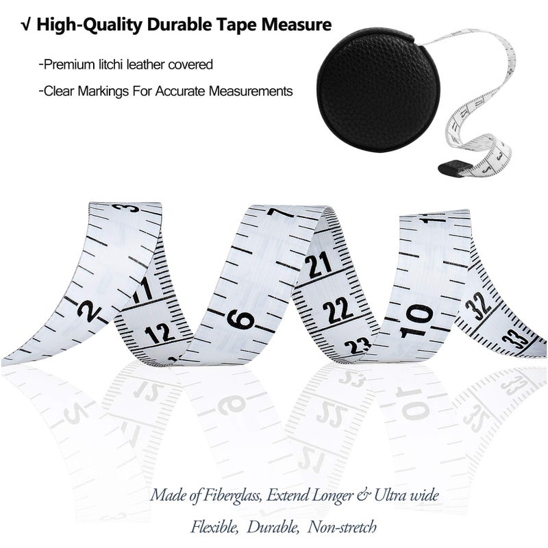 Z_جوده وثقه 3m/120 Tape Measure Body Measuring Tape for Body Cloth Tape Measure for Sewing Fabric Tailors Medical Measurements Tape Dual Sided Sewing Cloth Tailor Craft Ruler Retractable (Black, 1 Pack) - Image 4